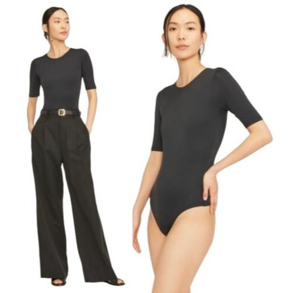 Everlane Tops - Everlane The Short-Sleeve Crew Neck Bodysuit Black Women's Size Large NWT